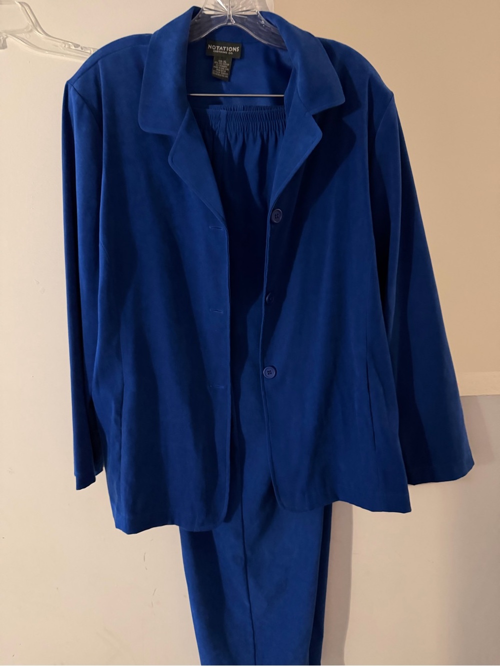 Notations 2 Pc Pant Suit Womens XL Jacket L Pants Royal Blue Career Church Set
